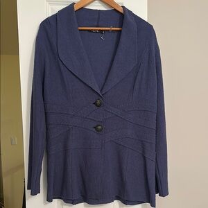 Nic + Zoe Women's New 100% “Twist and Turn” Boiled Wool Jacket. Gorgeous Blue.
